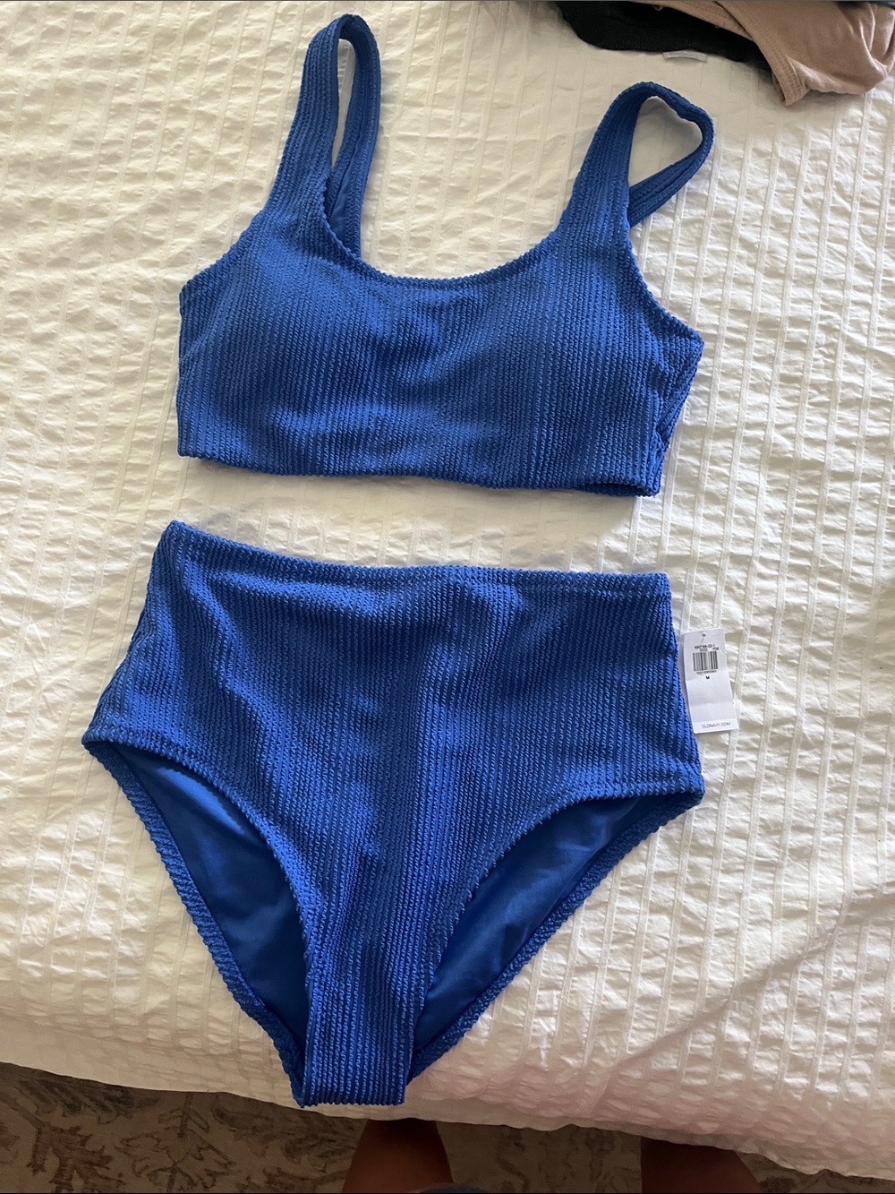 Old Navy Blue Ribbed High-Waist Bikini Set